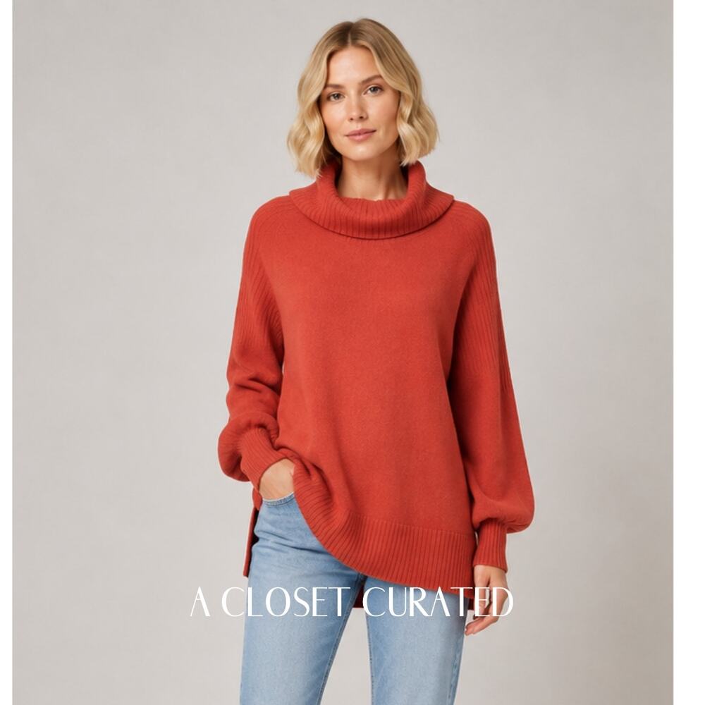 Anthropologie Paloma Knit Tunic Sweater XS Orange NWT